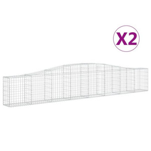 Kosze gabionowe, 2 szt, 400x30x60/80 cm, galwanizowane żelazo