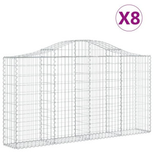 Kosze gabionowe, 8 szt, 200x30x100/120 cm, galwanizowane żelazo