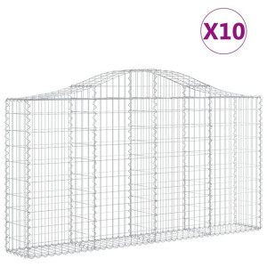 Kosze gabionowe, 10 szt, 200x30x100/120cm, galwanizowane żelazo
