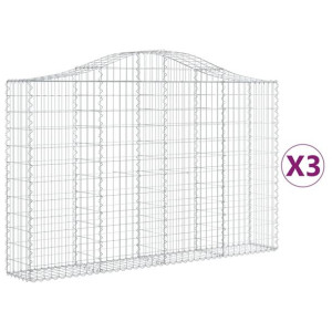 Kosze gabionowe, 3 szt, 200x30x120/140 cm, galwanizowane żelazo