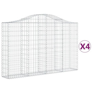 Kosze gabionowe, 4 szt, 200x30x120/140 cm, galwanizowane żelazo