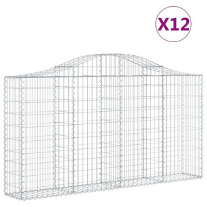 Kosze gabionowe, 12 szt, 200x30x100/120cm, galwanizowane żelazo