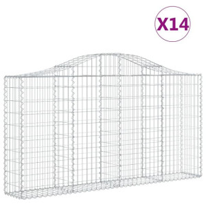 Kosze gabionowe, 14 szt, 200x30x100/120cm, galwanizowane żelazo