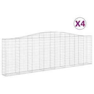 Kosze gabionowe, 4 szt, 400x30x120/140 cm, galwanizowane żelazo