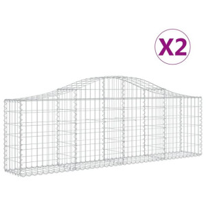 Kosze gabionowe, 2 szt, 200x30x60/80 cm, galwanizowane żelazo