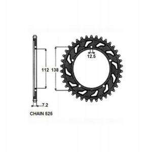 Zębatka tylna stal HONDA CB, CBF, CBR, VT, XL 500-
