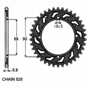 Zębatka tylna stal SUNSTAR 520 z.44 SUNR1-3079-44