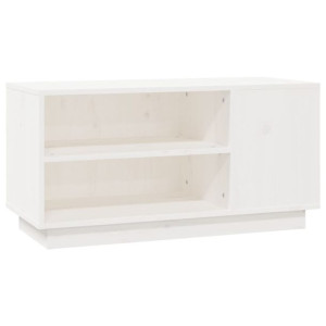 Szafka pod telewizor, biała, 80x35x40,5 cm, lite drewno sosnowe
