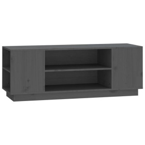 Szafka pod telewizor, szara, 110x35x40,5cm, lite drewno sosnowe