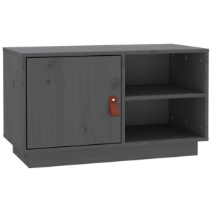 Szafka pod TV, szara, 70x34x40 cm, lite drewno sosnowe