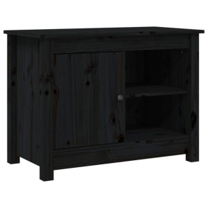 Szafka pod TV, czarna, 70x36,5x52 cm, lite drewno sosnowe