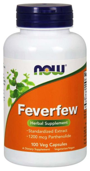NOW Foods FEVERFEW Złocień maruna EKSTRAKT standaryzowany 100 kapsułek wege