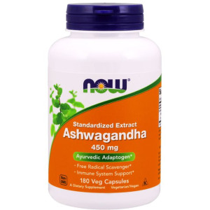NOW Foods Ashwagandha 450 mg 180 wegetariańskich kapsułek - suplement diety