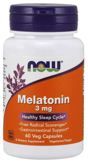 NOW Foods Melatonina 3mg 60 kapsułek - suplement diety
