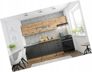 Komplet Mebli Kuchennych Skandynawskich 260 Cm Dąb