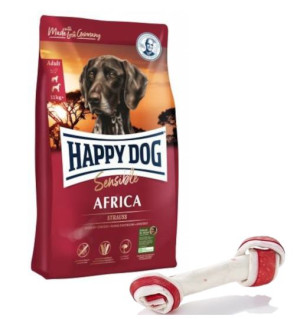 Happy Dog Supreme Sensible Africa 12,5kg + MACED Kość Wiązana Biała Bekon 1