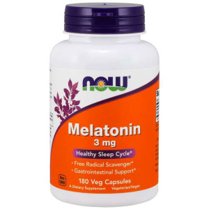 NOW Foods Melatonina 3mg 180 kapsułek - suplement diety