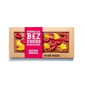 Czekolada Mleczna "Bez Cukru" z Maliną i Mandarynką 53g Staropolska