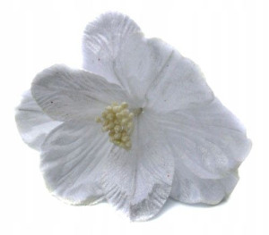 Magnolia główka na łodyżce WHITE brokat