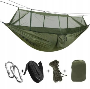 Hamak Z Moskitierą Turystyczny Survivalowy Khaki