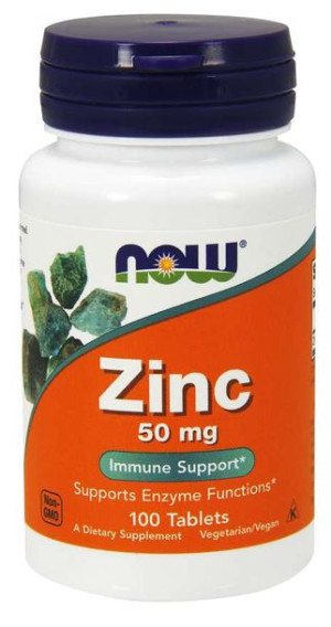 NOW Foods Cynk glukonian 50mg 100 tabletek - suplement diety