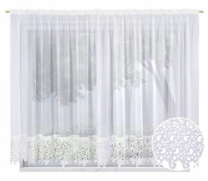 Firana PROSTA 400 x 180 WOAL Z Gipiurą 20cm GŁADKA
