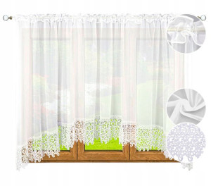 Firana gotowa z gipiurą 400 x 150 cm woal łuk