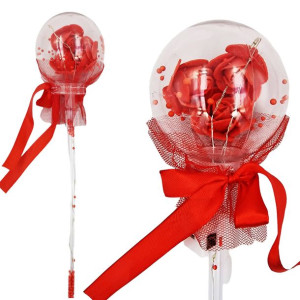 Świecąca kulka z 3 różami i światłem 38 cm