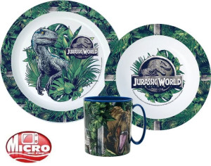Zestaw Obiadowy Talerz Miska Kubek JURASSIC WORLD