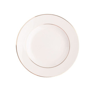 Talerz deserowy porcelanowy MariaPaula Nova Ecru Złota Linia kremowy 20 cm