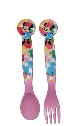 MYSZKA MINNIE Sztućce Plastikowe DZIECIĘCE  Widelec Łyżka  Zestaw
