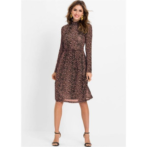 Sukienka W Panterkę Falbana Stójka 48-50 959936