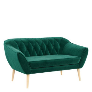 Sofa dwuosobowa skandynawska PIKO, butelkowa zieleń, do salonu
