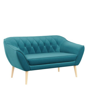 Kanapa skandynawska 2 osobowa PIKO niebieska, ze sprężynowym siedziskiem