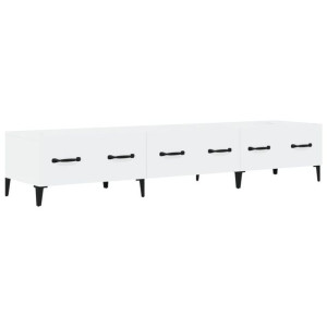 Szafka pod TV, wysoki połysk, biała, 150x34,5x30 cm