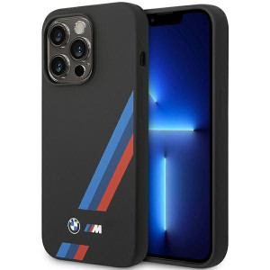 Etui Bmw Iphone 14 Pro Max 6,7" Czarny/black Silicone Slanted Sttripes