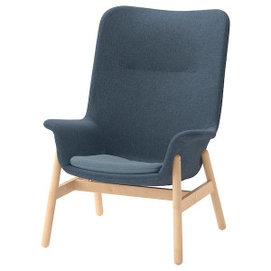 IKEA VEDBO Fotel z wysokim oparciem Gunnared niebieski