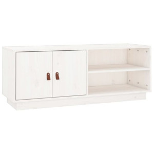 Szafka pod TV, biała, 105x34x40 cm, lite drewno sosnowe