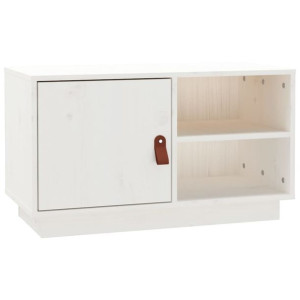 Szafka pod telewizor, biała, 70x34x40 cm, lite drewno sosnowe