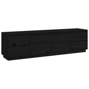 Szafka pod telewizor, czarna 176x37x47,5cm, lite drewno sosnowe