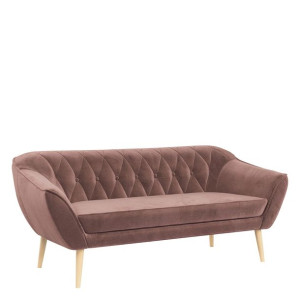 Sofa kanapa 3 osobowa do salonu PIKO, w stylu skandynawskim, różowa