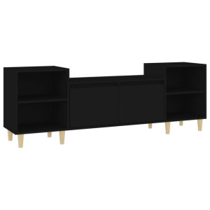 Szafka pod TV, czarna, 160x35x55 cm, materiał drewnopochodny