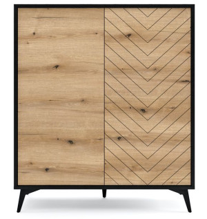Komoda 104 cm dwudrzwiowa PARIS Loft Dąb czarny mat Szafka Stolik VENASI