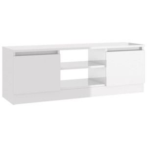 Szafka pod TV, z drzwiczkami, biała z połyskiem, 102x30x36 cm