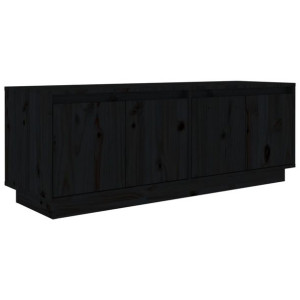 Szafka pod TV, czarna, 110x34x40 cm, lite drewno sosnowe