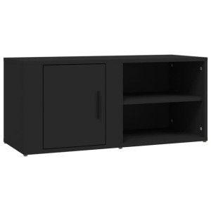 Szafka pod TV, czarna, 80x31,5x36 cm, materiał drewnopochodny
