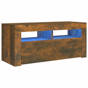Szafka pod TV z oświetleniem LED, przydymiony dąb, 90x35x40 cm