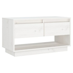 Szafka pod telewizor, biała, 74x34x40 cm, lite drewno sosnowe