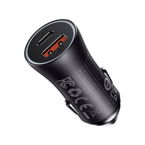 Ładowarka Samochodowa Baseus Golden Contactor Max, Usb + Usb-C, 60W (Szara)