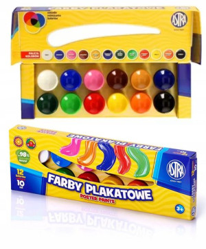 Farby plakatowe 12 kolorów 10ml Astra 83115902